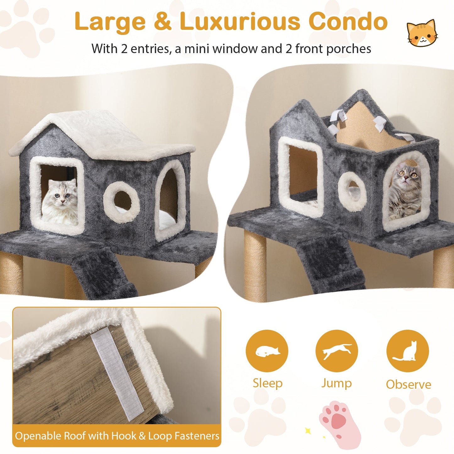 Gbruno Árbol para Gatos Torre Condo de 36 Pulgadas con Postes para Rascar