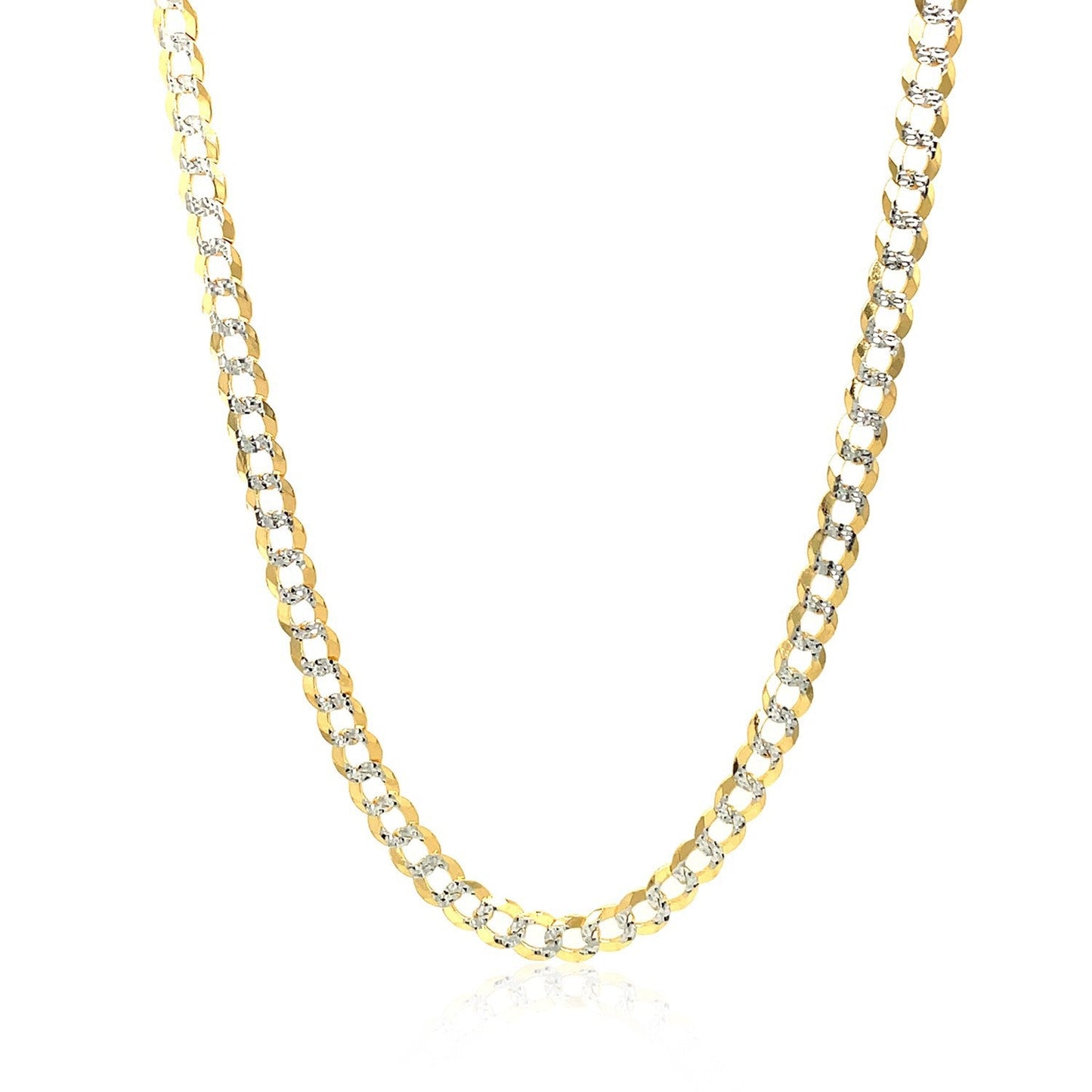 14k Two Tone Gold Pave Curb Chain - 3.6 mm