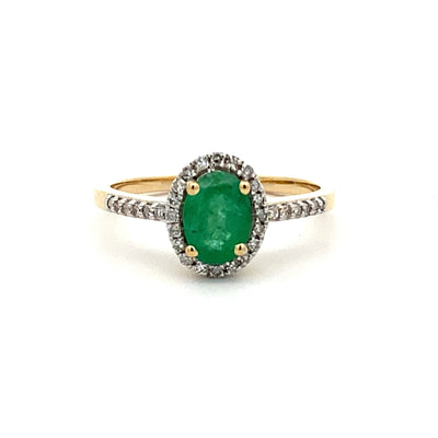 Bague en Émeraude et Diamant de 0,74 ct en Or Jaune 14KT