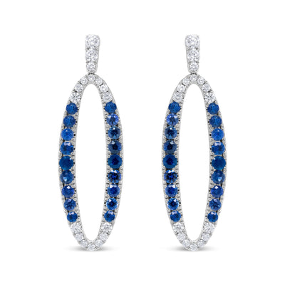 Pendientes Colgantes de Diamante Azul y Zafiro en Oro Blanco de 18K