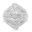 Anillo de cóctel de diamantes en forma de flor y helecho de plata esterlina .925 - Talla 6