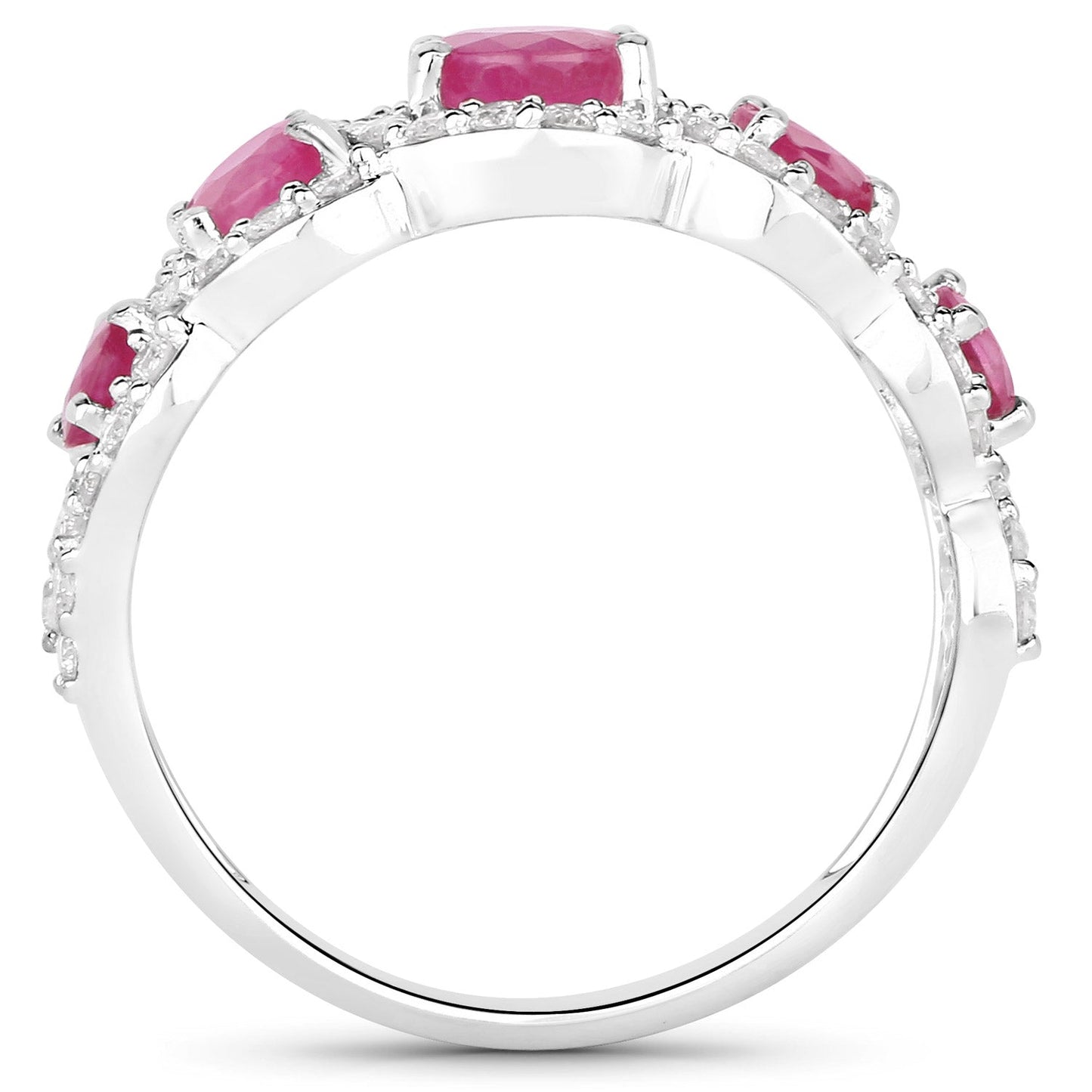 1.99 Carat Ruby and Diamond 14K White Gold Engagement Ring