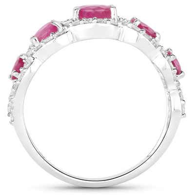 1.99 Carat Ruby and Diamond 14K White Gold Engagement Ring