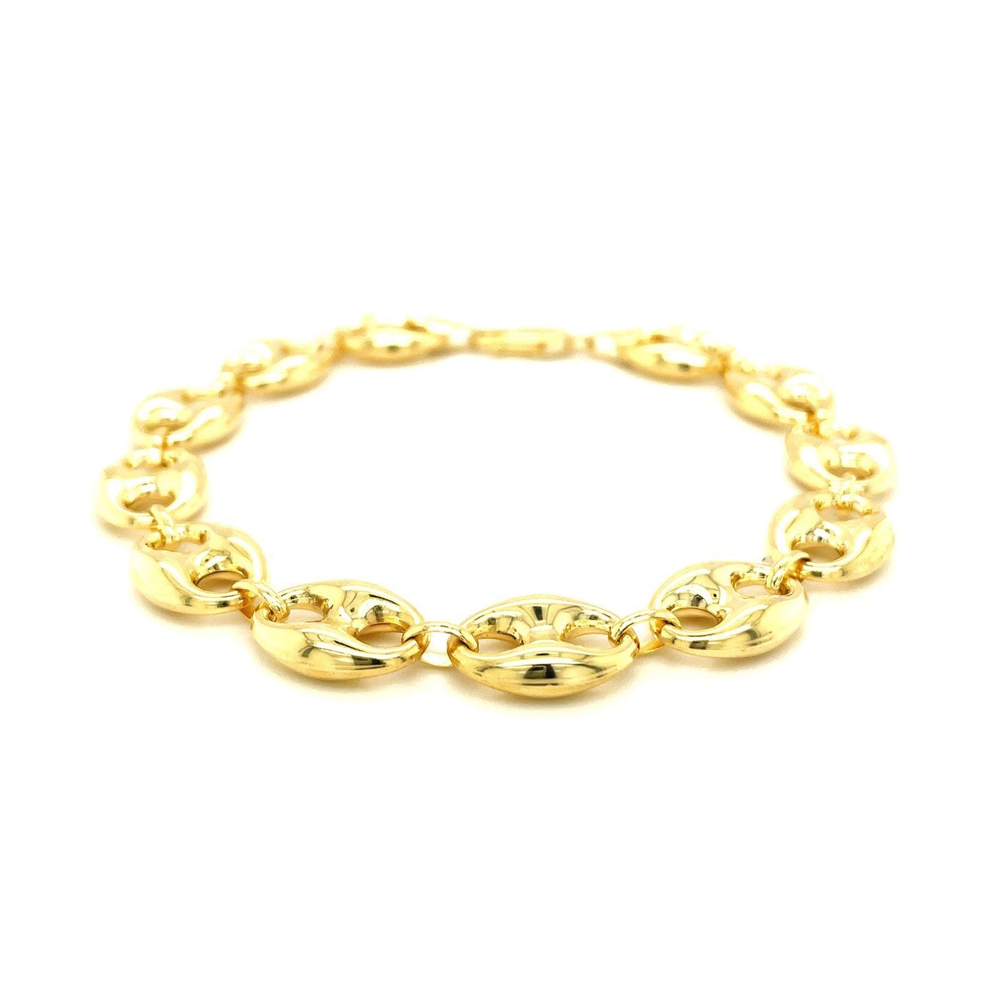 14k Yellow Gold Puffed Mariner Link Bracelet - 11mm