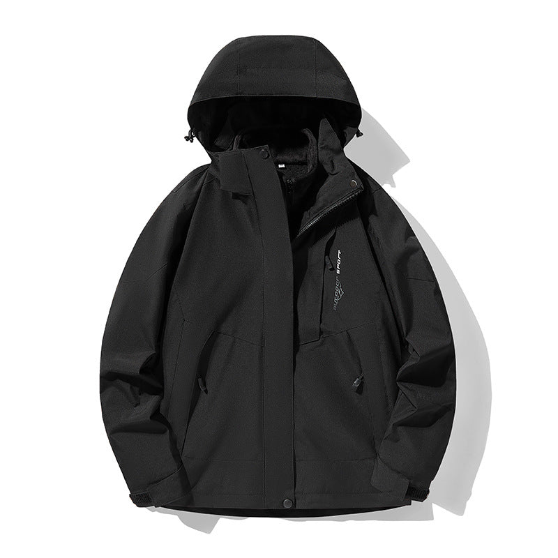 Three-in-One Waterproof Windproof Parka with Fleece Lining