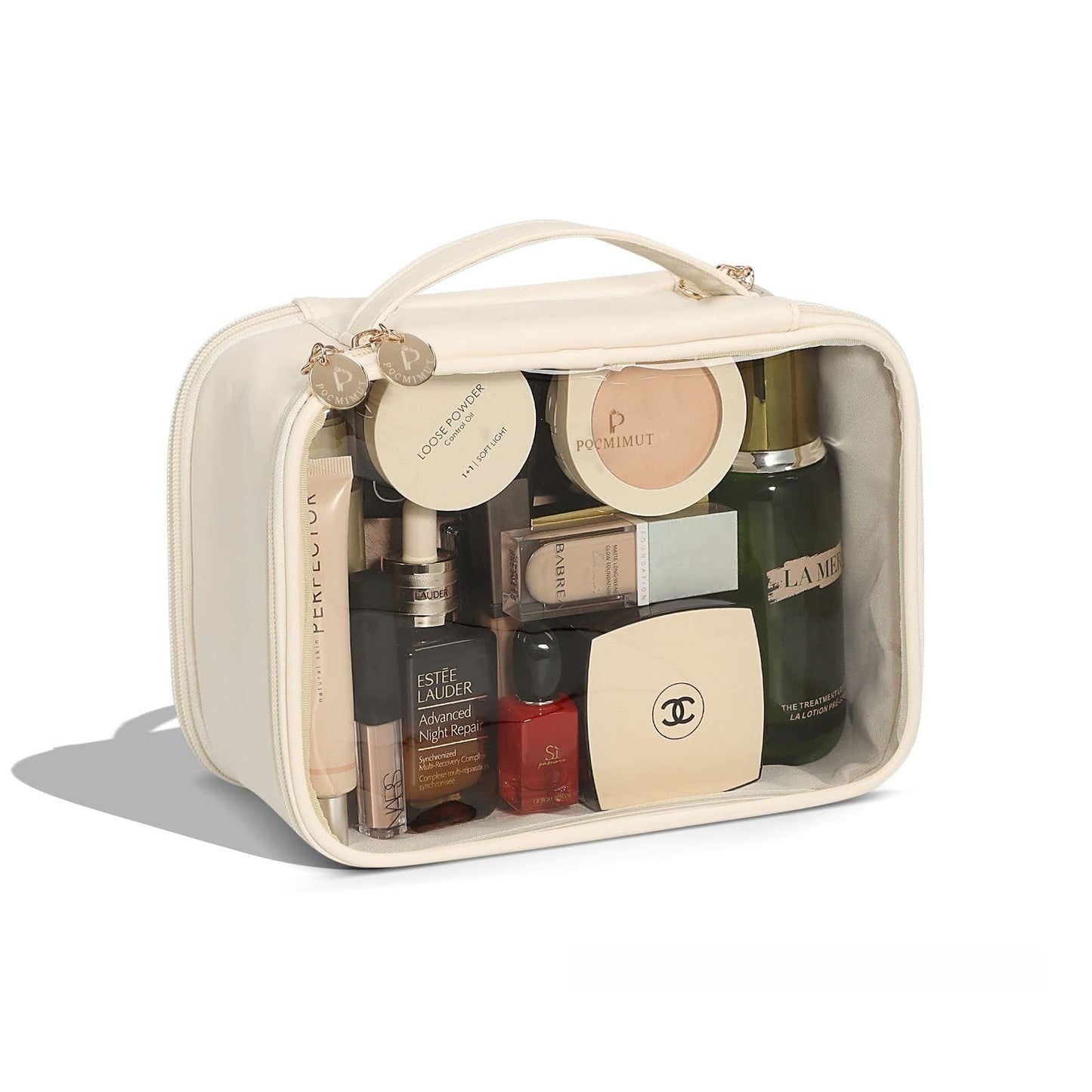 Premium Leather Transparent Cosmetic Bag for Travel