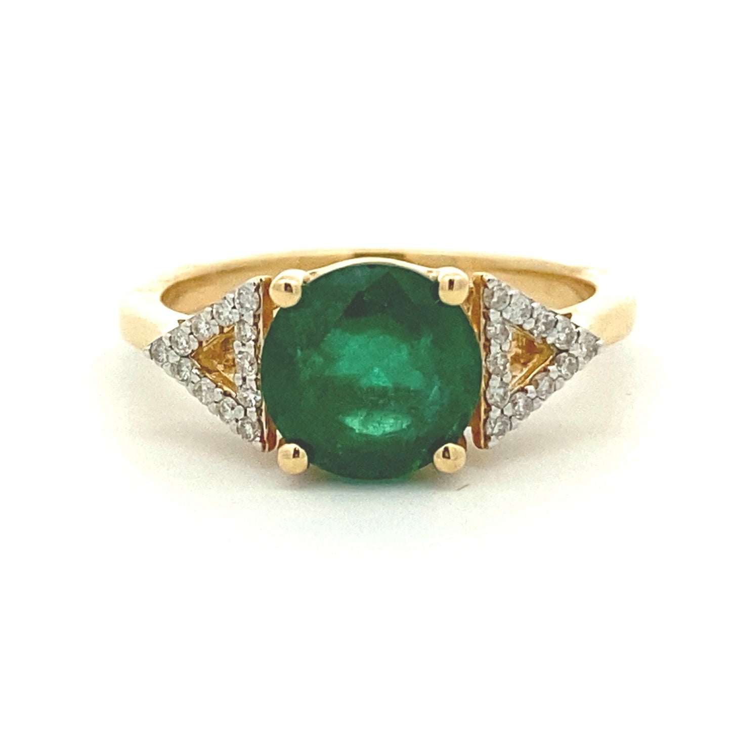 Genuine 2.12ct Emerald and Diamond Ring in 14KT Yellow Gold