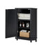 Black Bathroom Cabinet Triangle Corner Storage Cabinet with Adjustable Shelf Modern Style MDF Board - Korvel