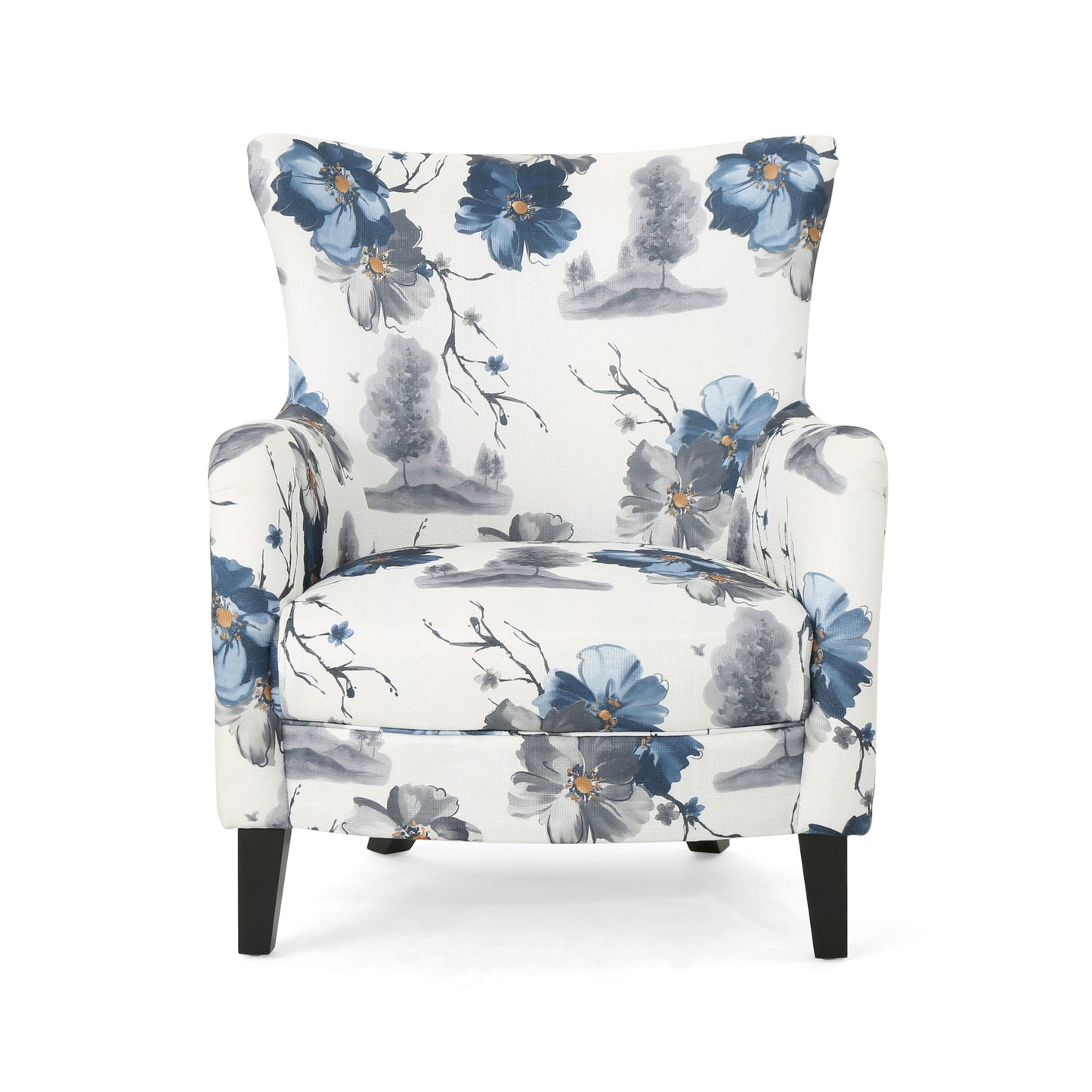 Fauteuil Club Rembourré en Tissu Imprimé Moderne Rétro