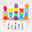 Wooden children's puzzle bead toys with five sets of column colors, sensory enlightenment, shape perception, and building block toys - Korvel