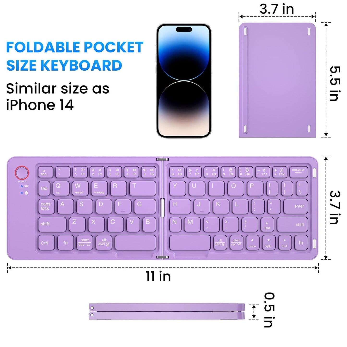 Ultra Slim Folding Portable Bluetooth Keyboard