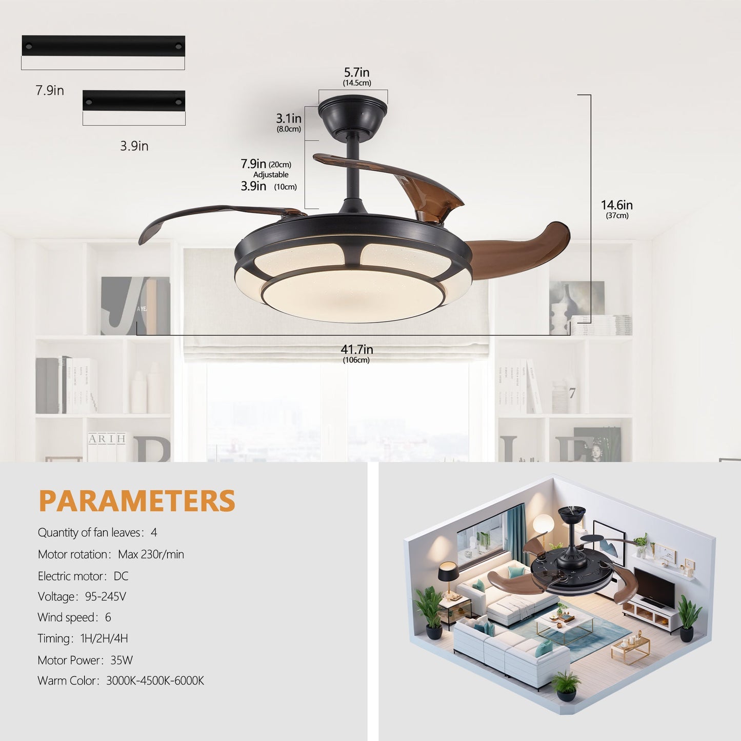 Modern Minimalist Invisible Ceiling Fan Light