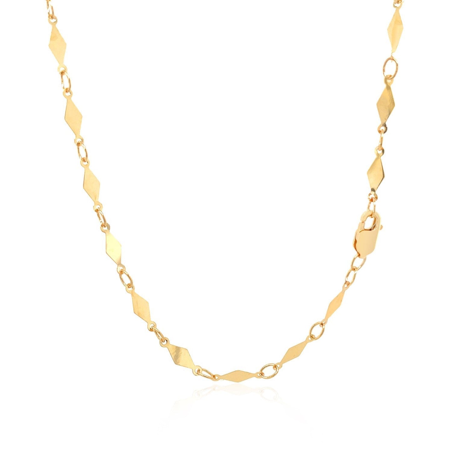 Cadena de Motivo de Diamante Pulido de Oro Amarillo de 14K - 3.0mm