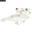 Twin Size Platform Bed with Bear Ears Shaped Headboard and LED Cream White - Korvel