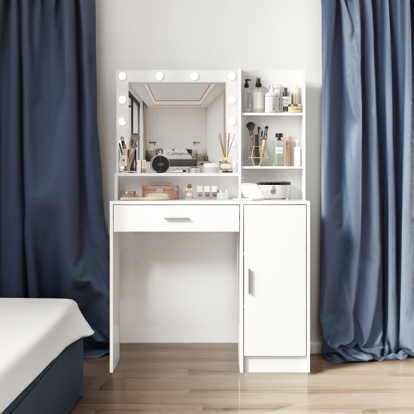 Makeup Vanity Desk with Mirror & Light - Korvel