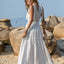 Elegant White V-Neck Tie Shoulder Maxi Dress