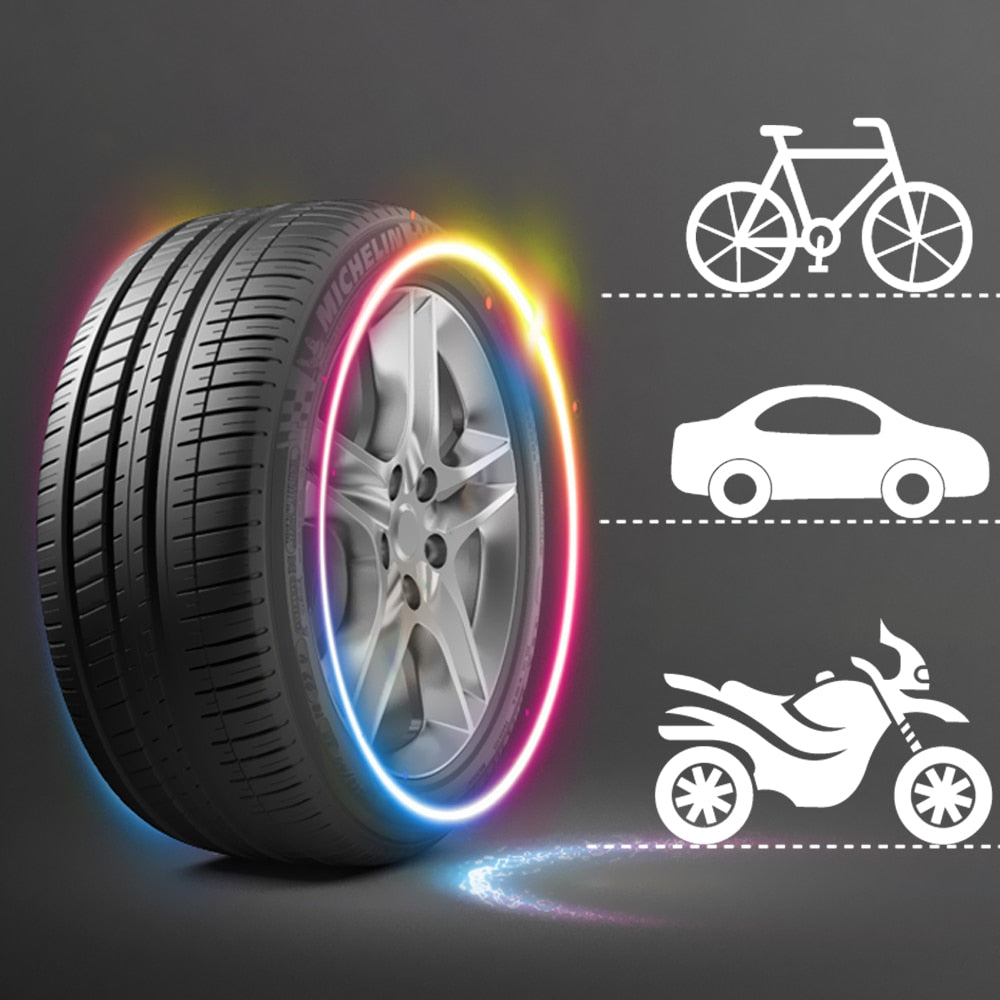 FORAUTO 2PCS Car Wheel LED Light Motocycle Bike Light Tire Valve Cap Decorative Lantern Tire Valve Cap Flash Spoke Neon Lamp - Korvel