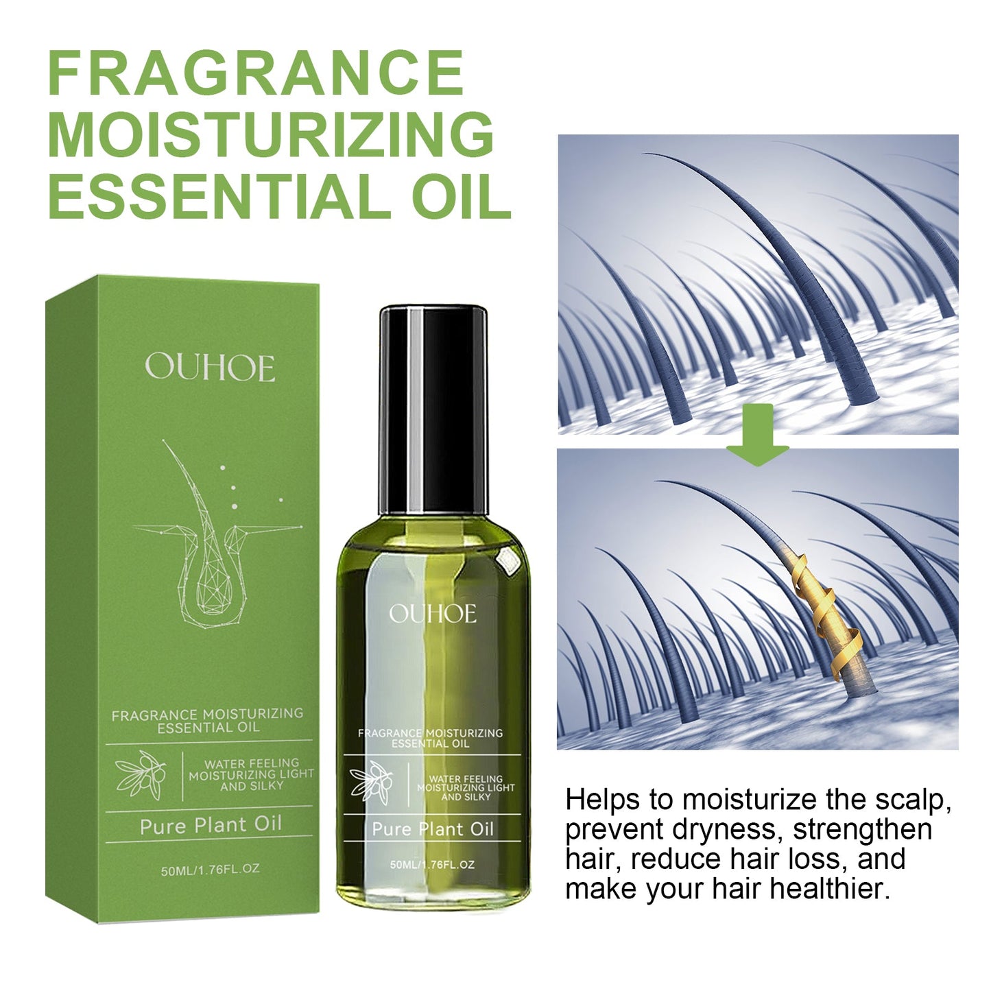 Hair Dense Essential Oil Repair Hair Damage, Strong Hair Thick, Smooth, Moisturizing And Nourishing Anti-Thinning Hair Oil - Korvel