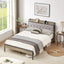 Premium Grey Full Size Bed Frame with Charging Station