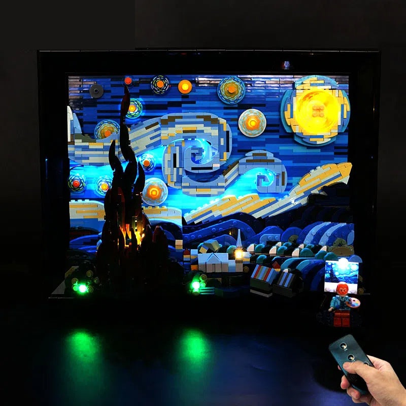 Iluminación de Bloques de Construcción LP inspirada en Van Gogh Noche Estrellada