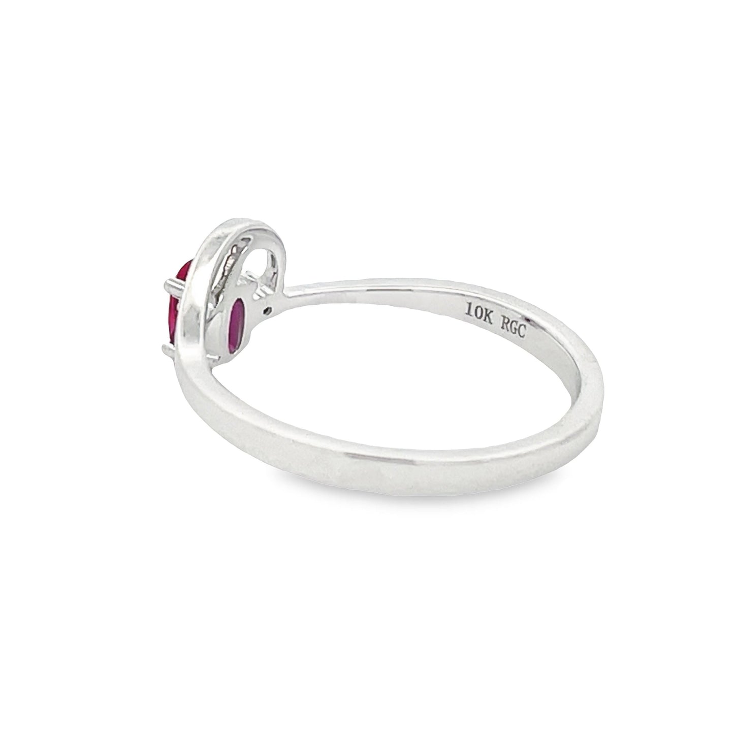 Genuine .02ct Created Ruby Diamond Ring in 10KT White Gold