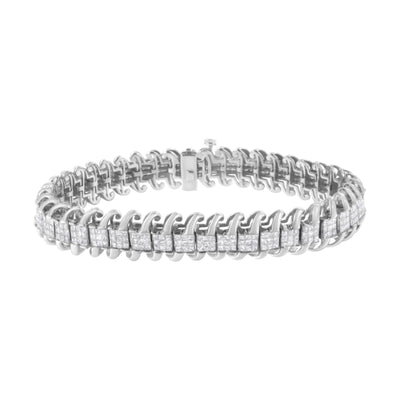 Pulsera de Tenis de Diamantes en Oro Blanco de 14K con Corte Princesa