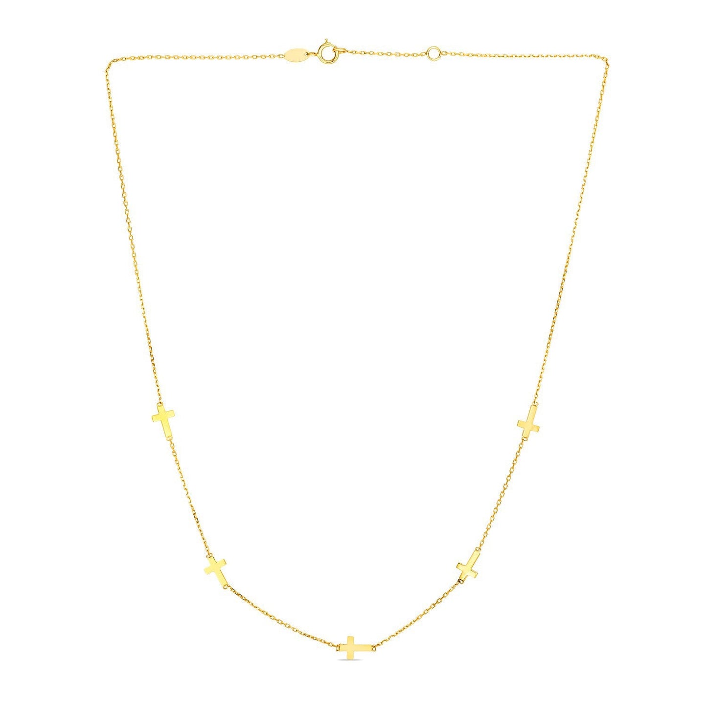 Collier en Chaîne en Or Jaune 14k avec Stations en Croix
