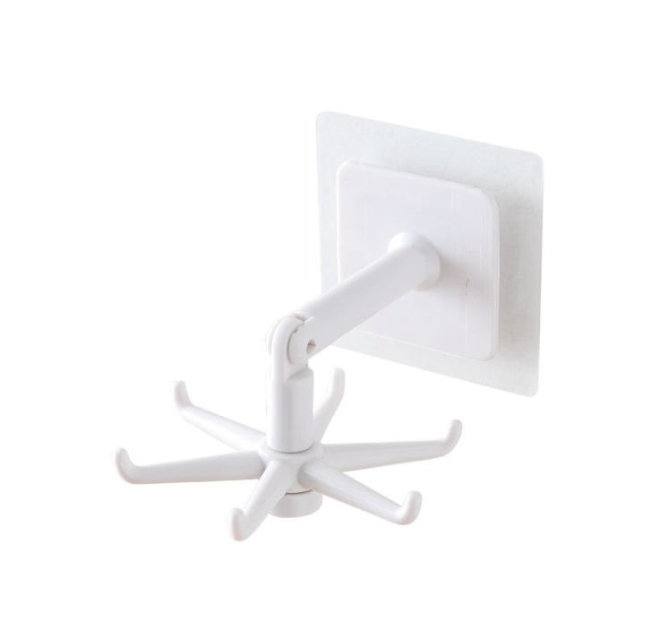 360 Degrees Rotated Kitchen Hooks Self Adhesive 6 Hooks Home Wall Door Hook Handbag Clothes Ties Bag Hanger Hanging Rack - Korvel