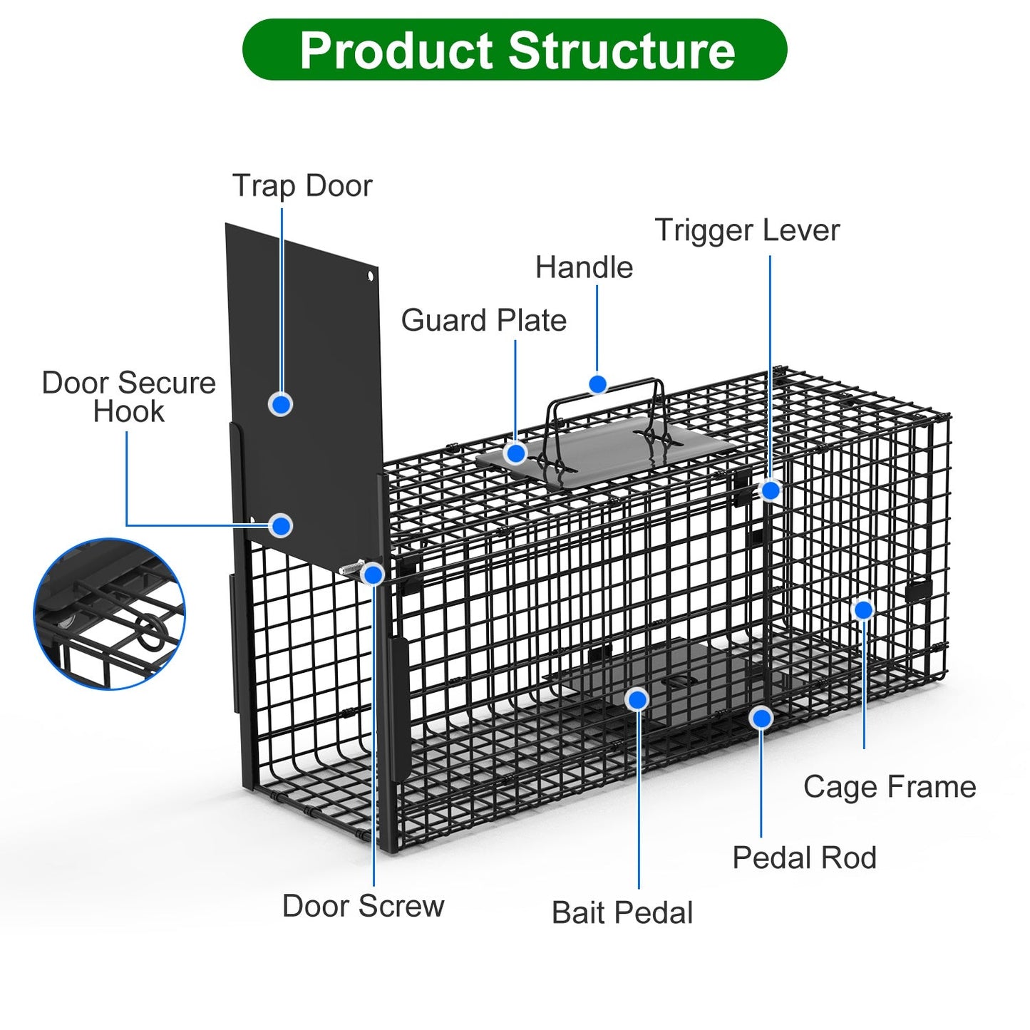 26-Inch Single Door Live Animal Cage Trap for Small Animals