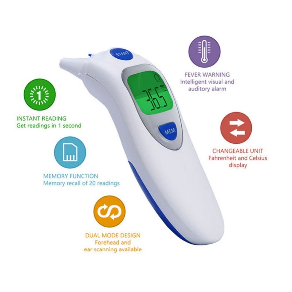 Baby Termometro Digital IR LCD Infrared Dual Mode Adult Forehead Body Ear Thermometer Measurement With Alarm Function Accurately - Korvel