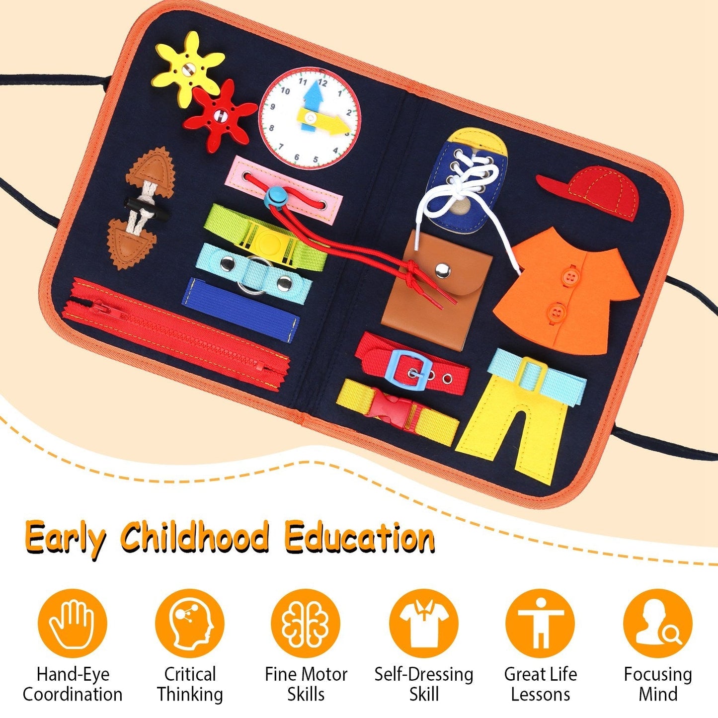 Tablero de Actividades para Niños - Juguete Educativo Montessori para Edades de 1 a 6 Años