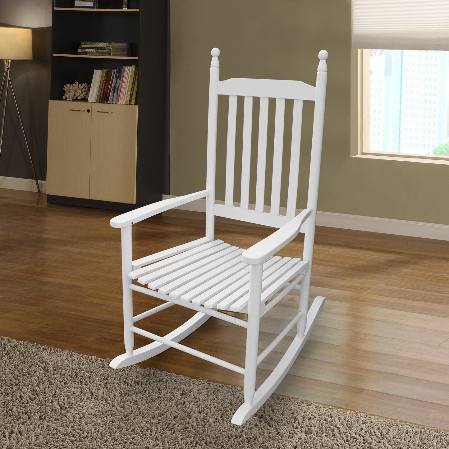 Premium White Wooden Porch Rocker Chair