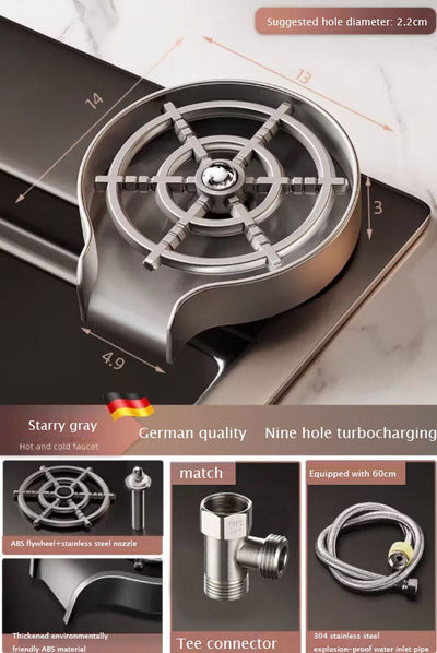 Bar counter commercial cup washer nozzle small sink stainless steel washer household automatic high-pressure cup washer - Korvel