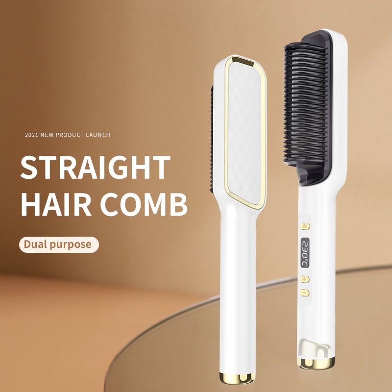 Straight Hair Comb, Lcd, Household Negative Ion Lazy Person Curling Stick, Dual Purpose Hair Salon, Electric Hair Straightener - Korvel