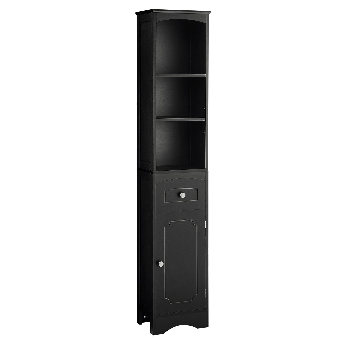 Armoire de Salle de Bain Élégante et Haute avec Étagère Réglable - Noir