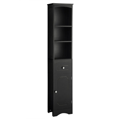 Elegant Tall Bathroom Cabinet with Adjustable Shelf - Black