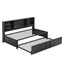 Metal Twin Size Daybed with Trundle, Storage & USB Ports - Black