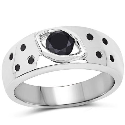 0.59 Carat Genuine Black Diamond Sterling Silver Engagement Ring