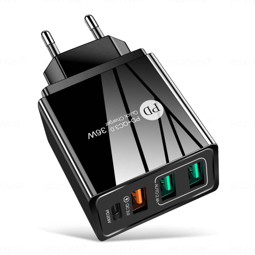 36W PD20W+QC3.0 2.4A dual USB fast charging mobile phone charger 2USB with PD charging head travel charger - Korvel