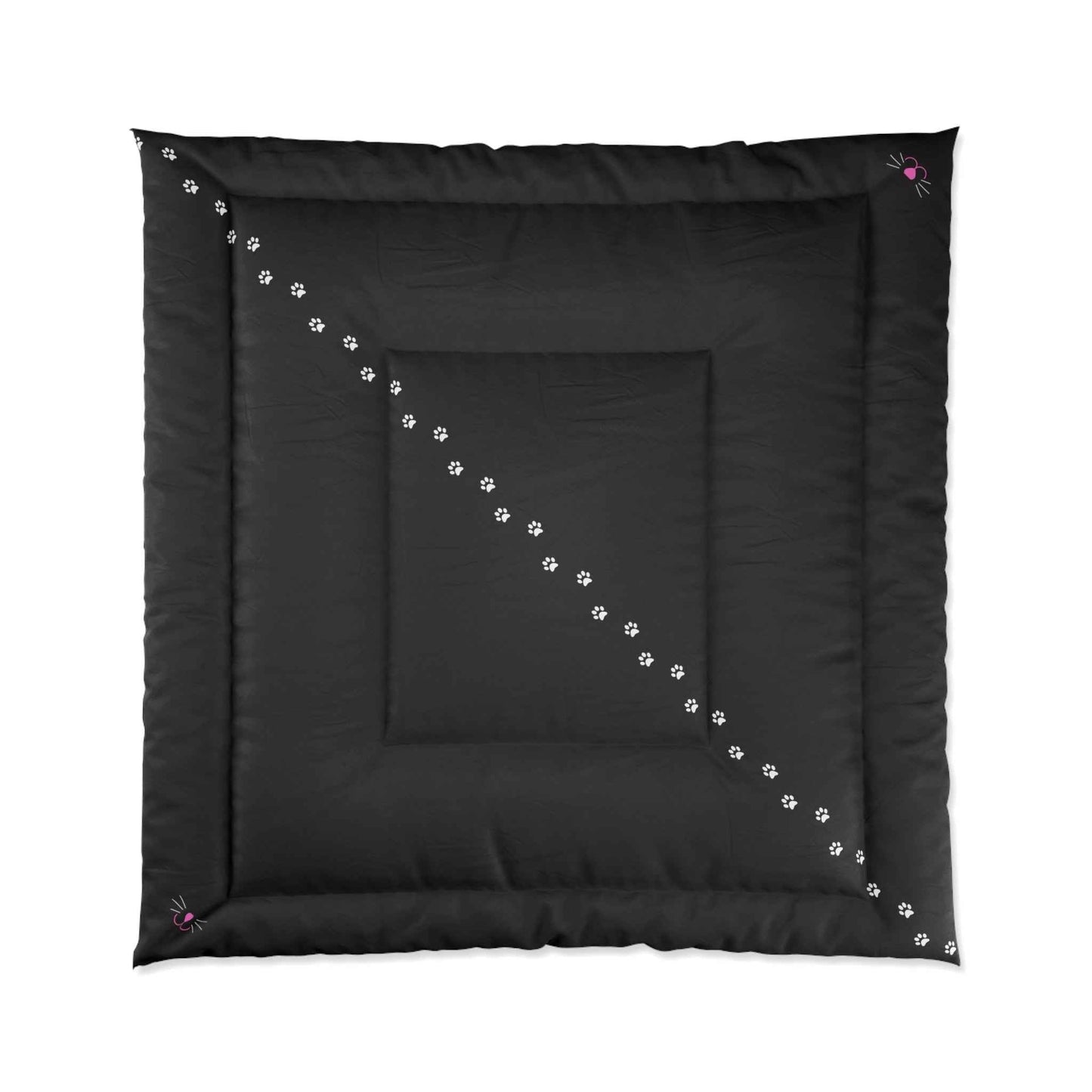 Black Pawprint Path Cat Lover Comforter