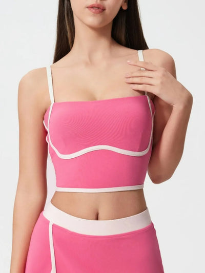 Millennia Contrast Trim Square Neck Active Cami