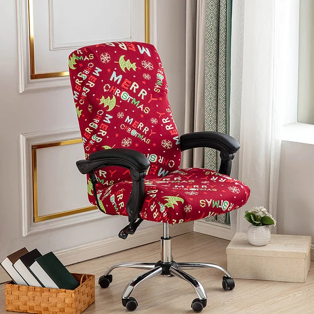 Stretch Printed Computer Office Chair Covers Soft Fit Universal Desk Rotating Slipcovers Removable Washable Anti-Dust Spandex - Korvel
