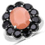 7.88 Carat Genuine Peach Moonstone & Black Spinel Ring