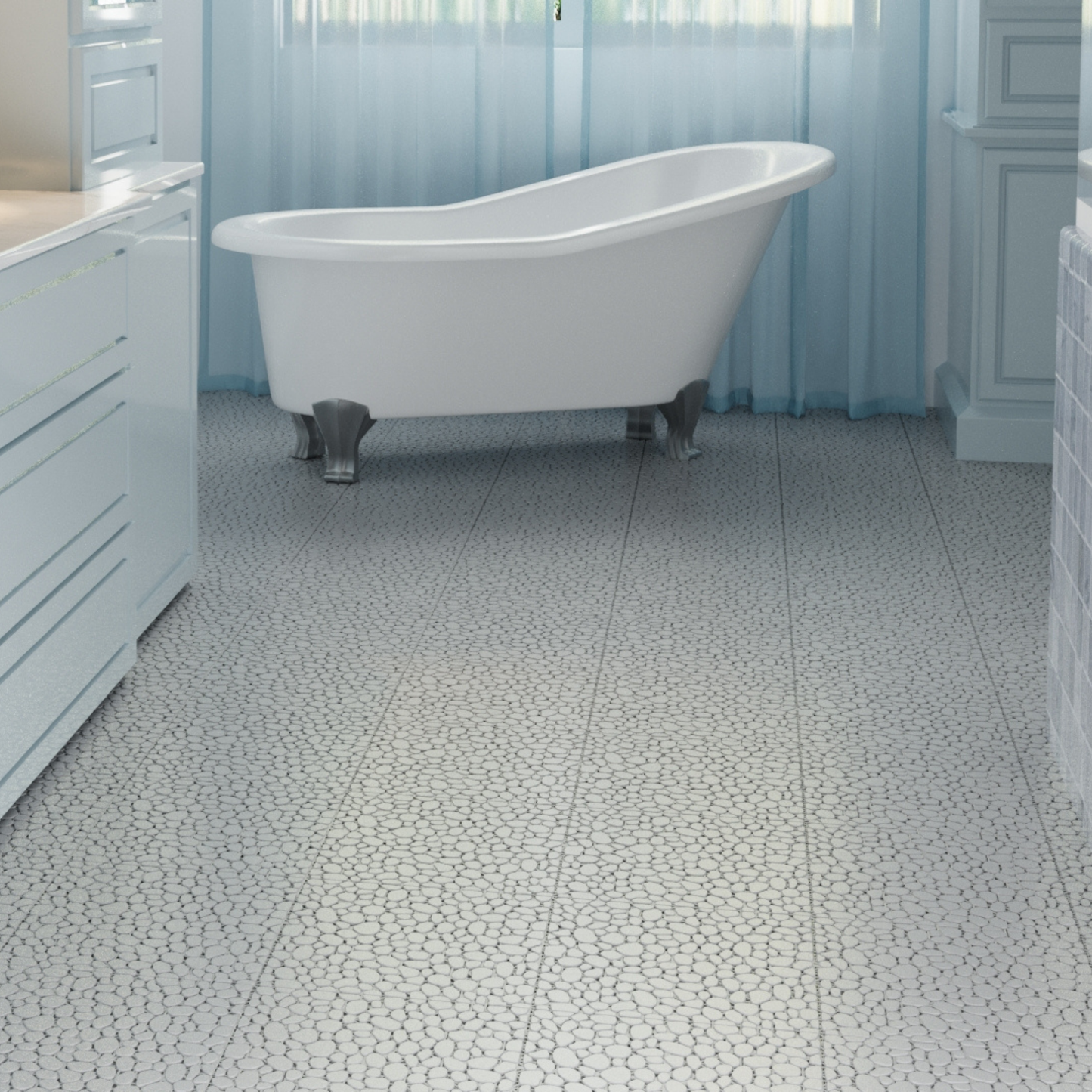 12 x 12 inch gray interlocking deck tiles, plastic waterproof pebble pattern, pack of 12 pieces - Korvel