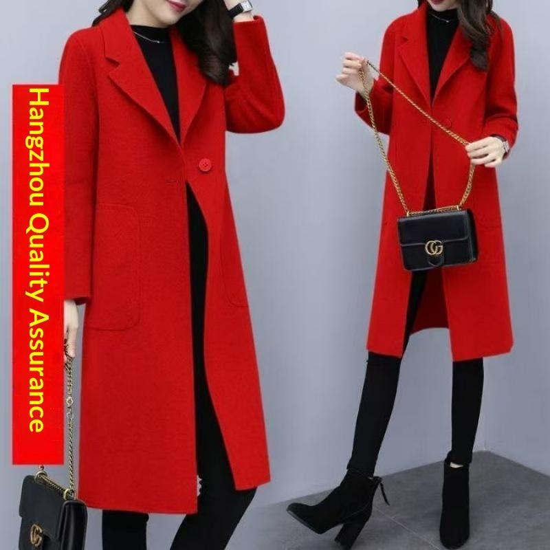 Manteau en Laine Mi-Long de Style Coréen