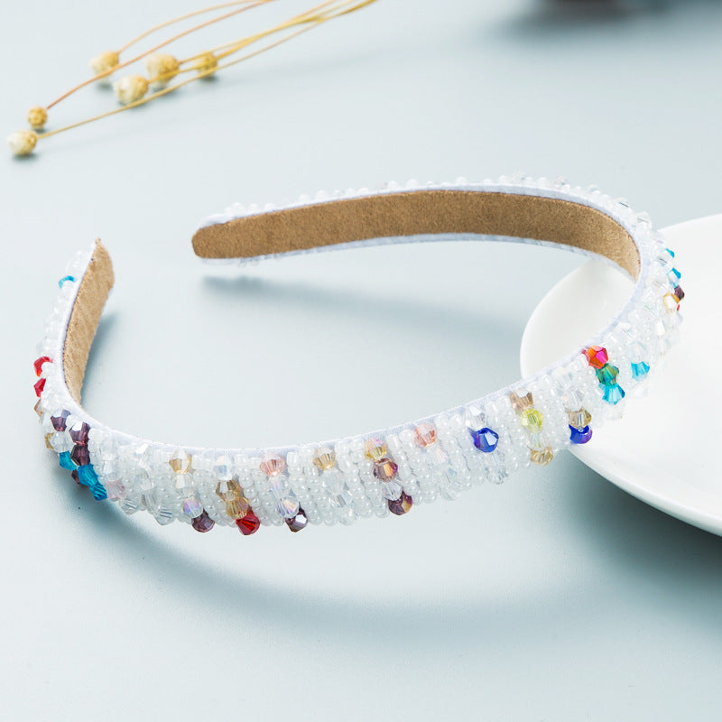 Hair Hoop Hand-woven Beaded Headband Female Baroque Sponge Hair Bundle Korean Face Wash Hair Accessories - Korvel