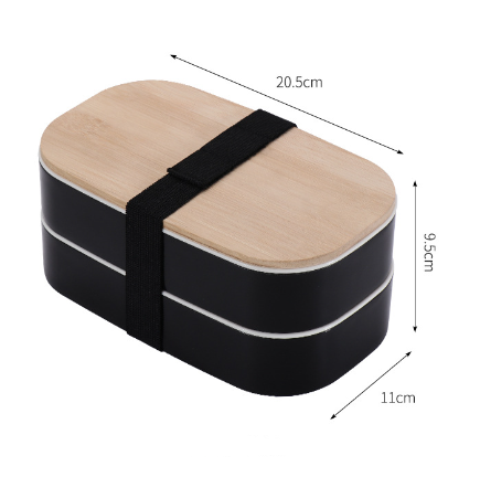Japanese Style Double-Layer Bamboo Lid Bento Box