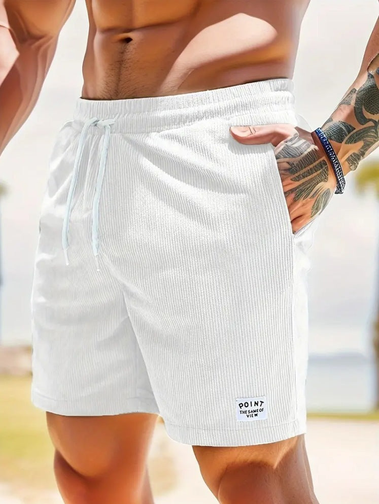 Lace-up Drawstring Corduroy Jogger Shorts for Men
