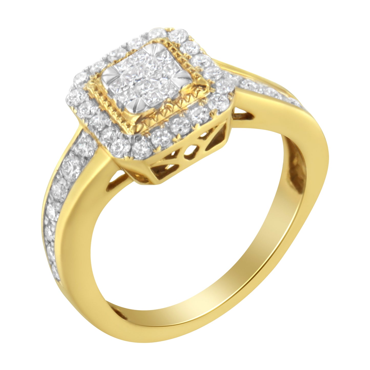 Anillo de cóctel de diamantes de oro amarillo de 10KT - 5/8 cttw
