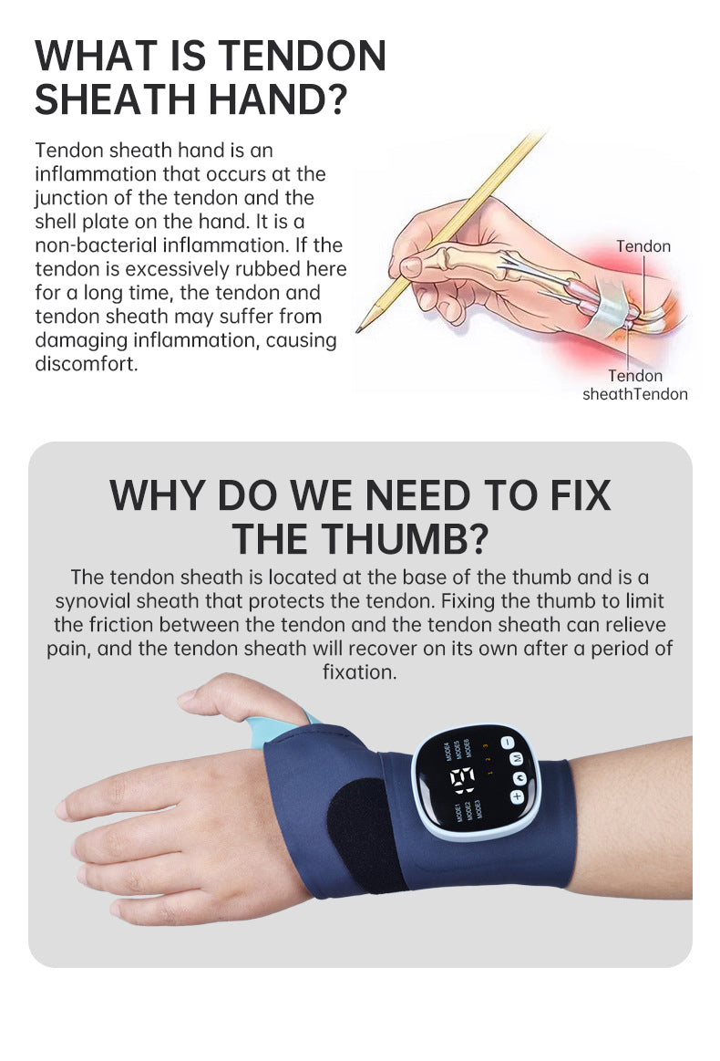 EMS Smart Tendon Sheath Hand Heating Wristband with Hot Compress and Massage Function - Korvel